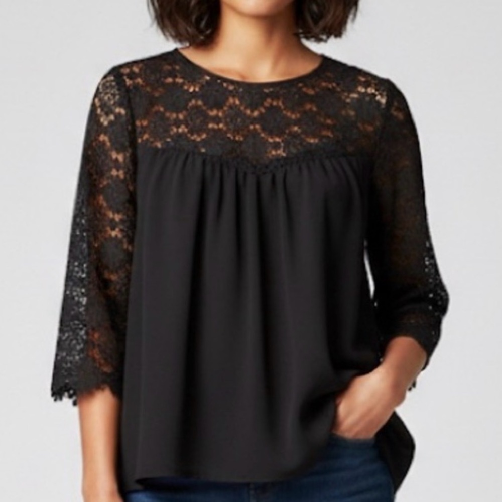 60# Black Lace Women's Blouse - Picture 1 of 9